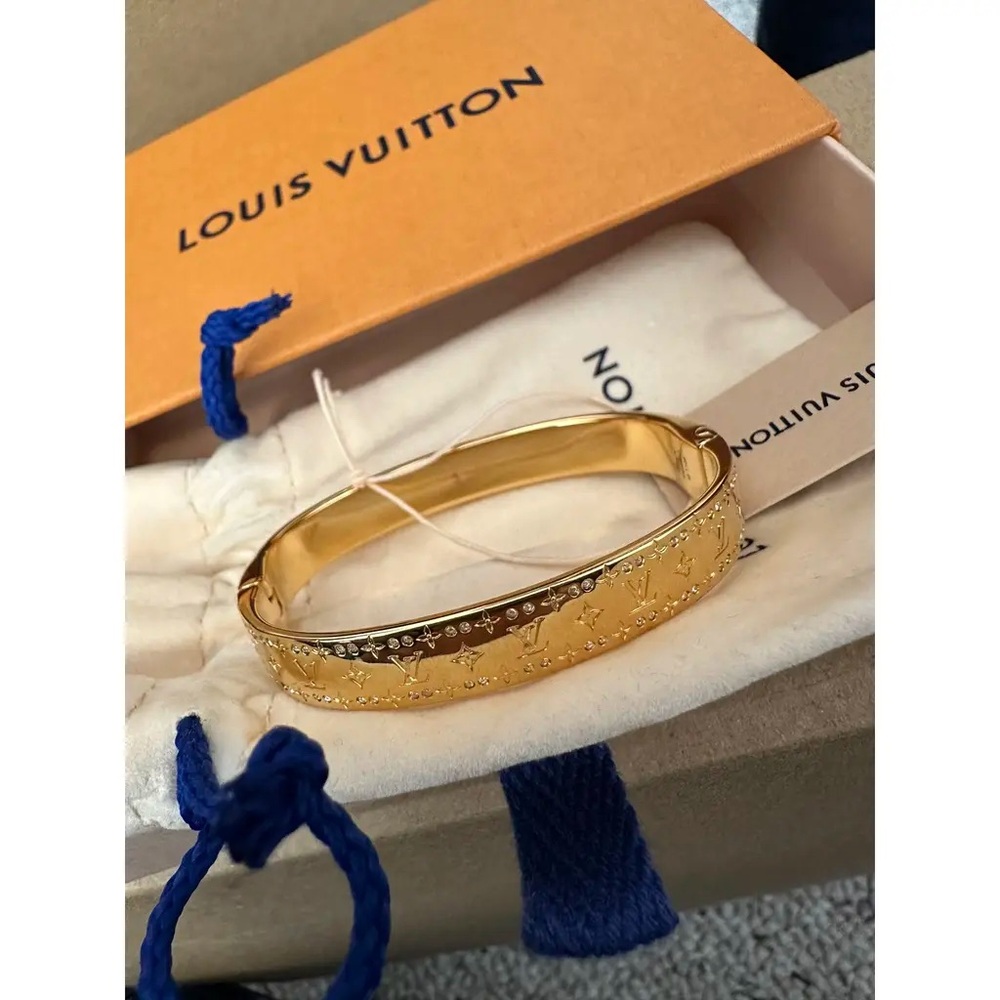 Louis Vuitton Nanogram Strass Bracelet Gold Crystal Bangle Certified Authentic 💎 - Picture 7 of 11